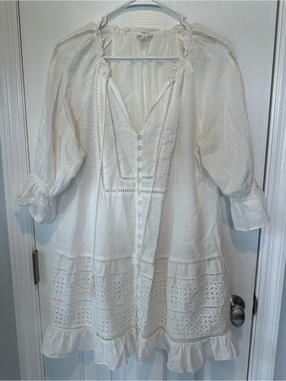 Boho White Cotton Eyelet Tunic Dress